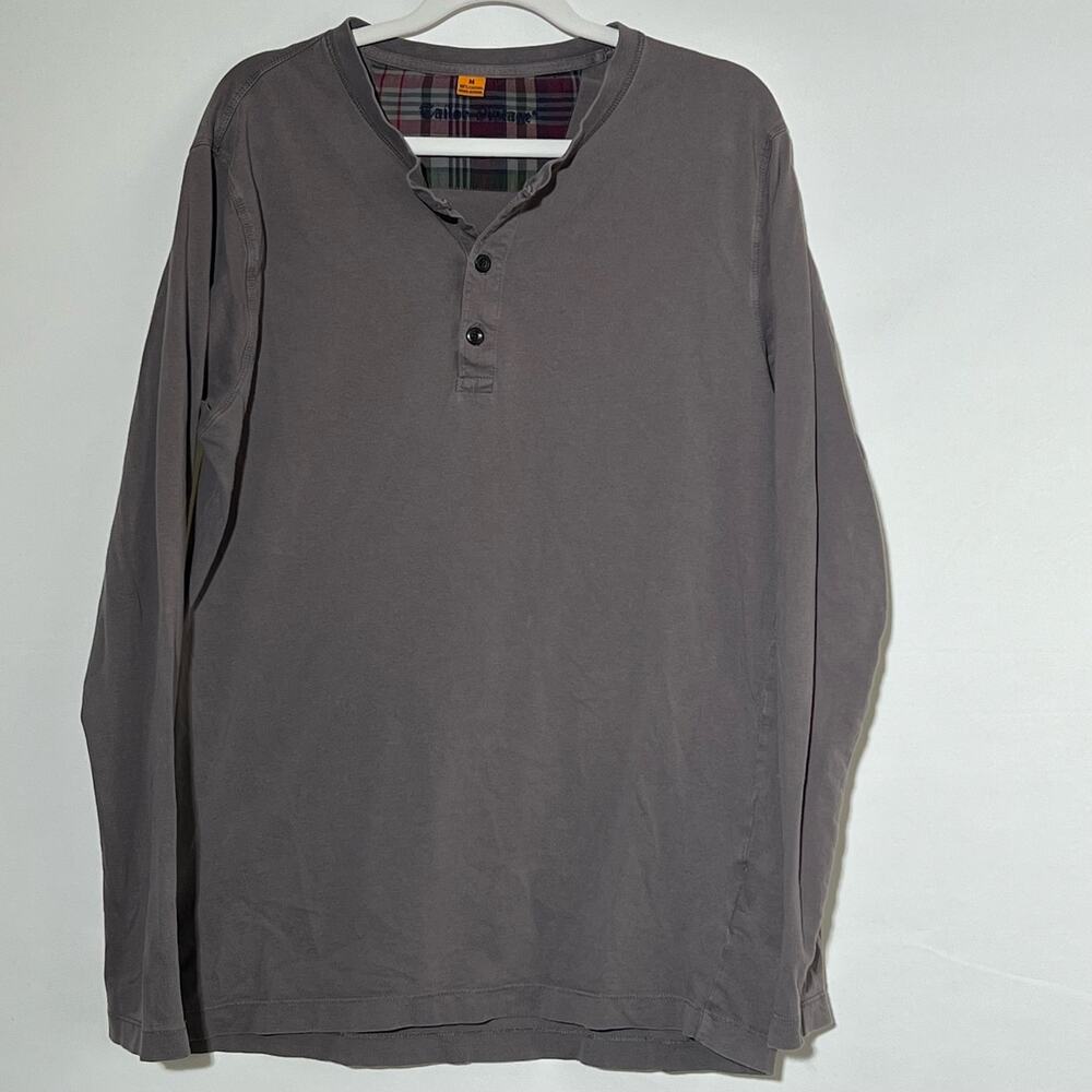 Tailor Vintage Long Sleeve Casual Cotton Henley Shirt Gray Mens Size M Spring